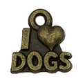 Antique bronze dog lover charm pendant with I Heart Dogs engraving for DIY jewelry - Antique Bronze I Love Dogs Style (20570)