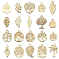 Lebensbaum und Blatt Anhänger Set in Gold Optik für DIY Schmuckherstellung mit Hohlmustern - Mischung KC Gold Baum Serie (SN890)