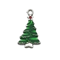Christmas tree charm pendant with green enamel finish and red star for DIY jewelry - Green Christmas Tree (12631)