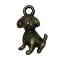 Pendentif chiot en bronze antique assis avec anneau intégré pour bijoux artisanaux - Style Chiot Assis Bronze Antique (20578)