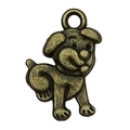 Pendentif chiot en bronze antique avec contours noirs pour création de bijoux DIY - Style Chiot Souriant Bronze Antique (20579)