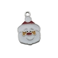 Silver finish Santa Claus enamel charm for festive Christmas bracelet DIY accessories - White Santa Claus (12633)