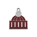 Burgundy and silver enamel Christmas dome pendant accessory for bracelets and necklaces - Red Christmas Hat House (12634)