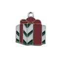 Christmas gift box alloy pendant with festive red and green enamel for holiday jewelry - Christmas Gift Box (12635)