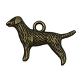 Pendentif chien en bronze antique avec texture de fourrure pour création bijoux - Style Chien à Poils Longs Bronze Antique (20583)