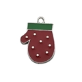 Christmas glove alloy charm with red and white polka dots for DIY jewelry making - Red Christmas Mitten (12636)