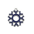 Blue enamel snowflake pendant in silver alloy for DIY Christmas jewelry making - Dark Blue Round Snowflake (12637)