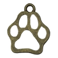 Pendentif en forme de patte de chien bronze antique ajouré pour création bijoux DIY - Style Grande Patte Bronze Antique (20609)