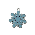 Blue enamel snowflake pendant in silver finish for creative Christmas bracelet making - Lake Blue Hexagonal Snowflake (12639)