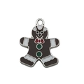 Christmas gingerbread man alloy drop oil charm pendant with a pink bow and silver loop - Brown Christmas Gingerbread Man (12640)