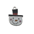 Cartoon snowman charm with white enamel and colorful details for DIY bracelets - White Christmas Snowman (12641)
