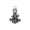 Silver-plated Christmas tree charm with green enamel and festive colorful dot details - Green Christmas Tree (12643)