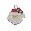 Christmas Santa Claus enamel alloy pendant charm with red hat and white beard detail - White Santa Claus (12644)