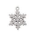 Silver alloy snowflake charm with white enamel detail for festive jewelry making - White Hexagonal Snowflake (12646)