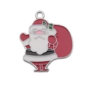 Christmas Santa Claus alloy pendant charm with red enamel finish for bracelets - Red Santa Claus (12647)