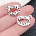 Antiek zilveren Halloween-hoektandhangers van legering voor doe-het-zelf sieraden - Vampiertanden Stijl (5321)