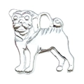 Silver pug dog charm pendant in mirror-polished alloy for DIY jewelry making - Pug Style (20537)