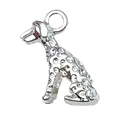 Silver Dalmatian dog pendant charm with engraved spots for DIY jewelry making - Dalmatian Sitting Style (20539)