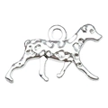 Silver alloy dog pendant charm with spot texture and ring loop for jewelry making - Dalmatian Walking Style (20540)