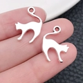 Zilveren kattenhangers met gebogen staart voor DIY-sieraden maken accessoires - Lopende Kat Stijl (8518)