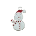 Christmas snowman alloy charm with red and white enamel finish for holiday jewelry - White Christmas Snowman (19645)