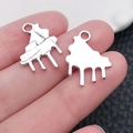 Silberner Klavieranhänger aus Legierung für DIY-Schmuck und Musikzubehör-Zubehör - Antiksilber Klavier (15561)