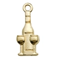 Golden KC gold wine bottle and glasses charm pendant for DIY jewelry making - Wine Bottle and Glass(18319)