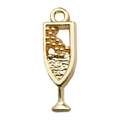 Champagne glass shaped gold metal pendant for DIY jewelry making and bracelets - Wine Glass (18367)