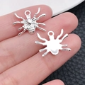 Antique silver spider charm pendant for DIY jewelry making in polished alloy finish - Spider Style (20114) / Bright Silver