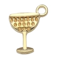 Golden cocktail glass pendant with embossed dots and circular loop for DIY jewelry - Embossed Wine Glass (20807)