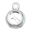 Silver alloy circular dog bone pendant with engraved text for DIY jewelry making - Dog Bowl with Bone Style (20544)