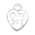 Silver dog bone heart charm with 'love my DOG' engraving for DIY jewelry making - Heart MYDOG Style (20545)
