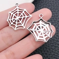 Zilveren spinnenweb hanger met hol ontwerp voor het maken van Halloween DIY sieraden - Groot Zeshoekig Spinnenweb Stijl (10889)