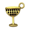 Antique gold finish cocktail glass charm with black dotted texture for DIY jewelry making - Wine Glass Charm (20747)