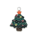 Christmas tree enamel pendant charm with colorful decorations in silver finish - Green Christmas Tree (19651)