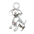 Silver alloy puppy charm in sitting pose with hanging ring for DIY jewelry making - Sitting Puppy Style (20549)