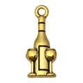 Antique gold wine bottle and two wine glasses pendant charm for DIY jewelry making - Wine Bottle And Glass Charm (20749)