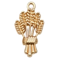 Ciondolo spiga di grano dorato KC per bracciali e collane DIY con trama di grano - Grano d'Orzo (20813)
