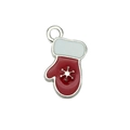 Christmas red mitten charm with snowflake detail in enamel and alloy for bracelets - Red Christmas Mitten (19654)
