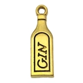 Antique gold finish mini gin bottle pendant charm with engraved Gin text for DIY jewelry - Wine Bottle Charm (20750) / 1 Piece/Pack (7x20mm) / Antique Gold