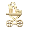 Ciondolo a carrello dorato KC con miniature di cibo e bevande per gioielli fai-da-te - Carrello di Servizio Vino (20814)