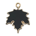 DIY maple leaf charm with black enamel and gold-plated metal frame for jewelry making - Maple Leaf(15497)