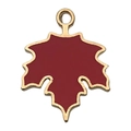 Red enamel maple leaf charm with gold metal edges for DIY necklaces and bracelets - Maple Leaf(15498)