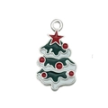 Christmas tree alloy pendant with green enamel finish and festive red star detail - Green Christmas Tree (19656)