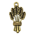 Vintage wheat bundle alloy charm in antique gold finish for DIY jewelry and necklaces - Barley Wheat Charm (20754) / 1 Piece (13x24mm) / Antique Gold