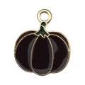 Cute black enamel pumpkin charm pendant with gold plating for DIY jewelry making - Pumpkin(15501)