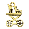 Antique gold wine cart pendant with wine bottle, glasses and cheese for DIY jewelry - Wine Dining Cart Charm (20755) / 1 Piece (15x21mm) / Antique Gold