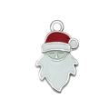 Cartoon Santa Claus charm in red and white enamel finish for Christmas jewelry making - Long Beard Santa Claus (19659)