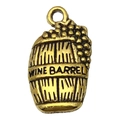 Antique gold wine barrel charm with grape cluster detail for DIY jewelry making - Wine Barrel Charm (20756) / 1 Piece/Pack (11x19mm) / Antique Gold