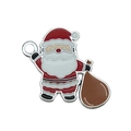 Christmas Santa Claus alloy charm with red and white drip oil finish and metal ring - Santa with Gift Bag (19661)
